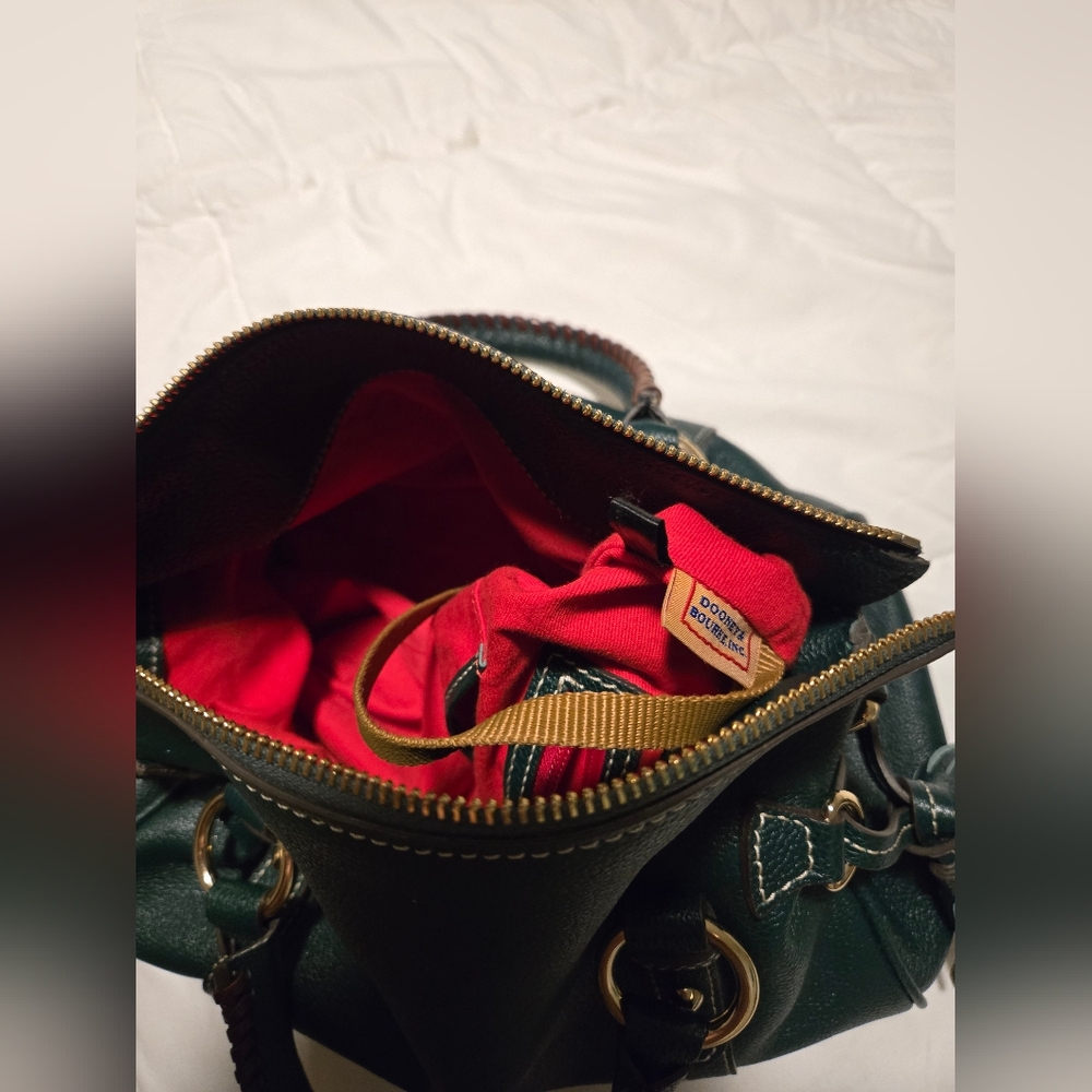 Dooney & Bourke Army Green Pebble Leather Satchel - Picture 9 of 11